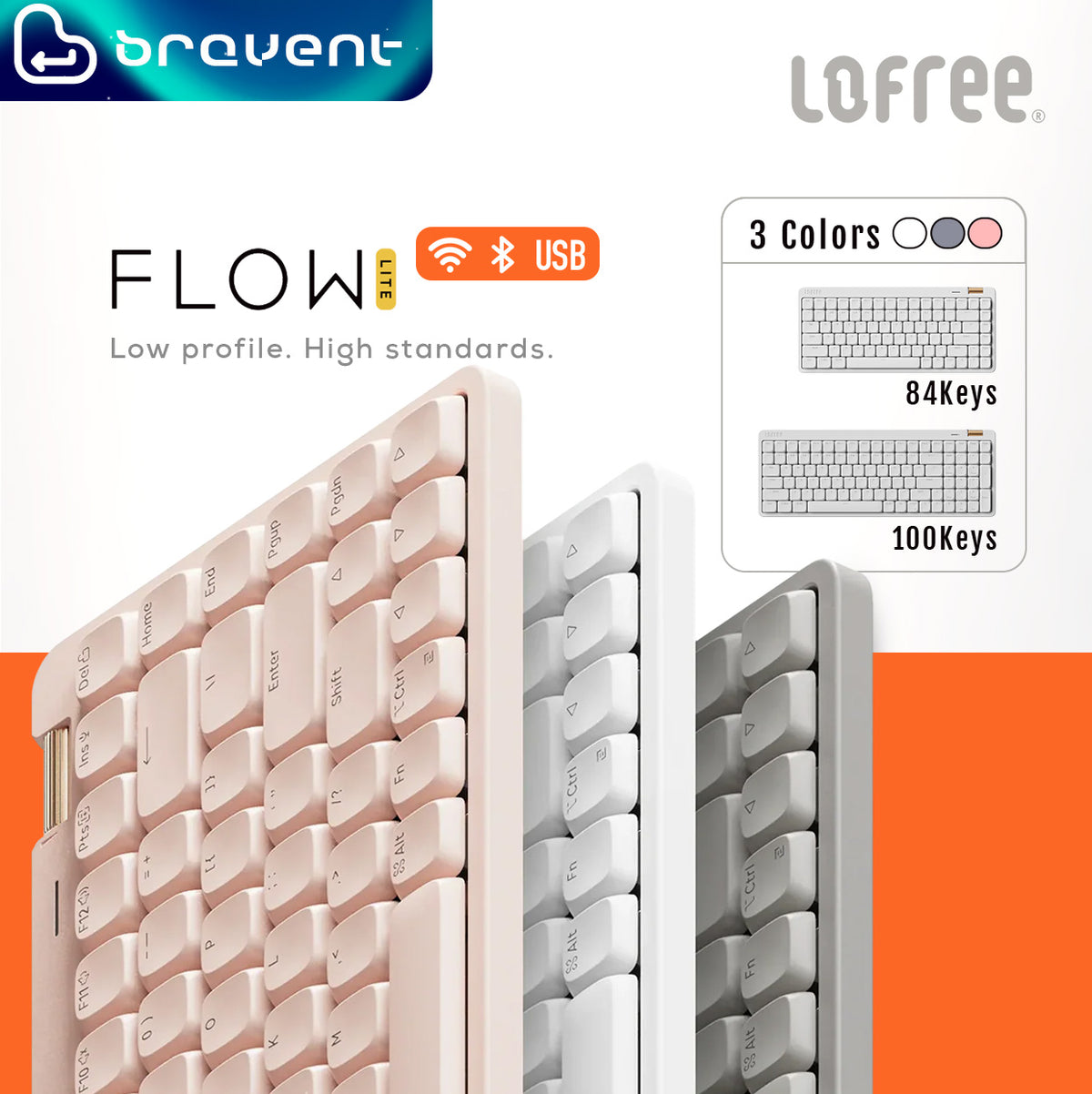 Flow Lite84/100 Low-profile Mechanical Keyboard | 2.4G/BT5.3/Type-C | MY Warranty