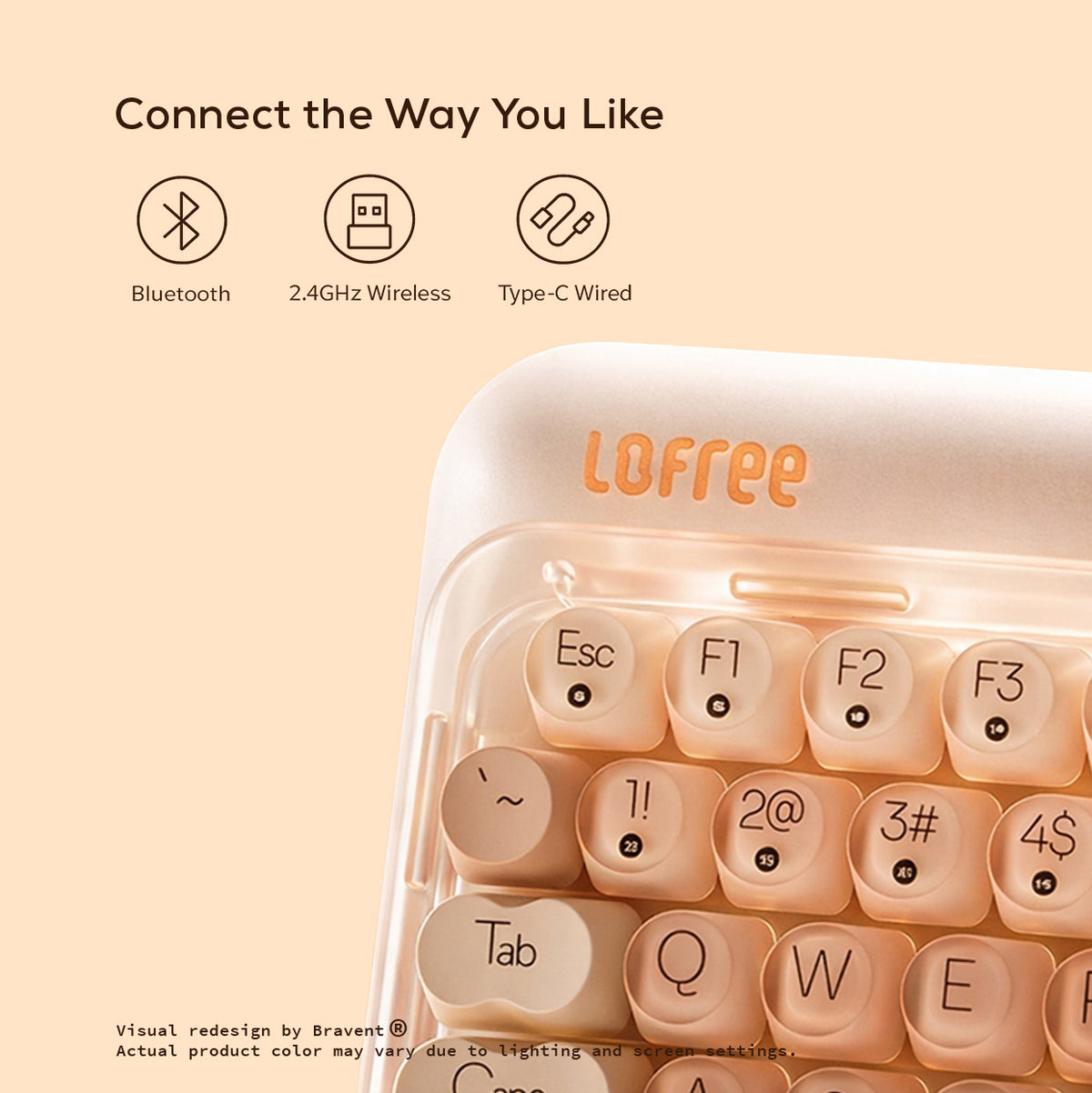 Lofree Pink 84Key Wireless Mechanical Keyboard | Cute Round Keys | 2.4G/BT5.3/Type-C | MY Warranty (Copy)