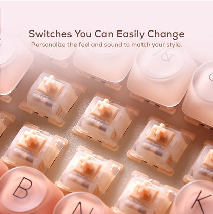 Lofree Pink 84Key Wireless Mechanical Keyboard | Cute Round Keys | 2.4G/BT5.3/Type-C | MY Warranty (Copy)
