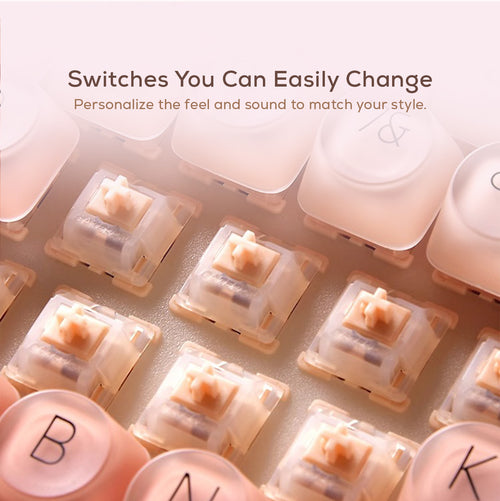 Lofree Pink 84Key Wireless Mechanical Keyboard | Cute Round Keys | 2.4G/BT5.3/Type-C | MY Warranty (Copy)