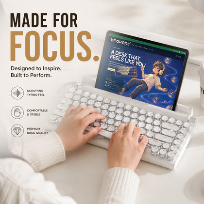 Wireless Keyboard – Bluetooth + Type-C | Typewriter Style, Mechanical Feel