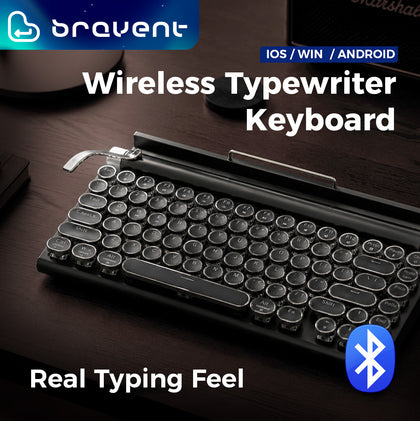 Wireless Keyboard – Bluetooth + Type-C | Typewriter Style, Mechanical Feel